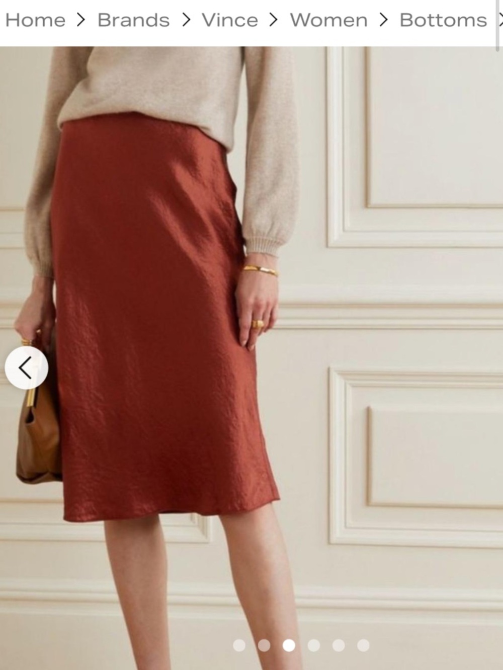 Vince - Satin Midi Slip Skirt in Red Dalia, Size Small